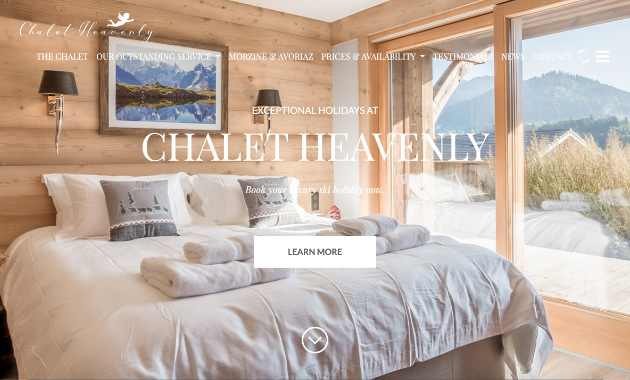 Chalet Heavenly website uses full frame high resolution photography