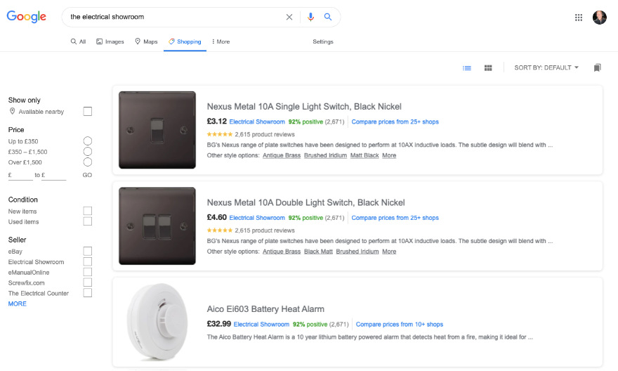 Shopping search results for The Electrical Showroom